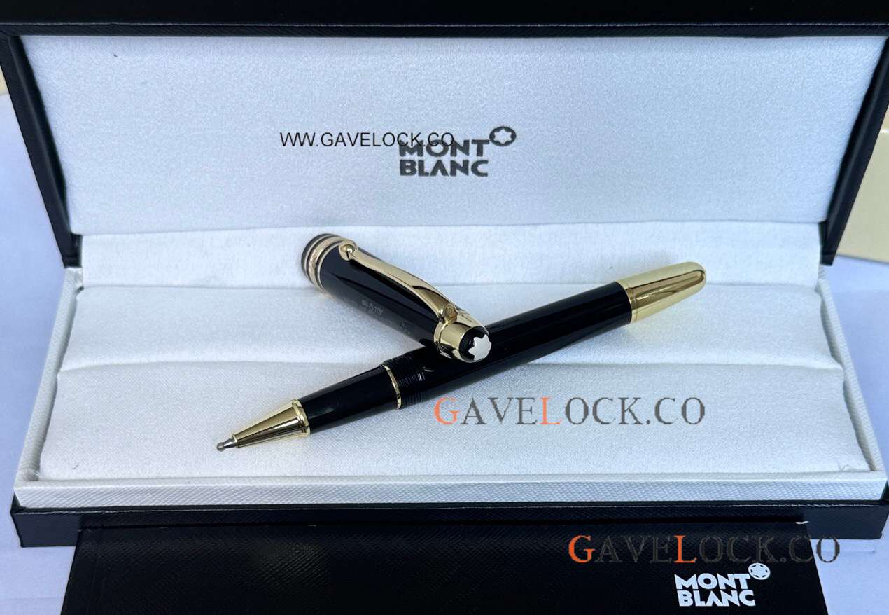 AAA Mont Blanc 100th Meisterstuck Midsize Rollerball Gold Clip-Black Resin
